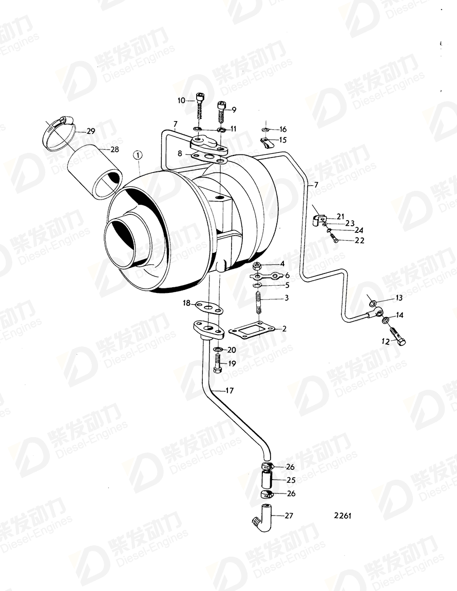 volvo penta Turbocharger 843595 Drawing volvo penta Turbocharger 843595 Drawing